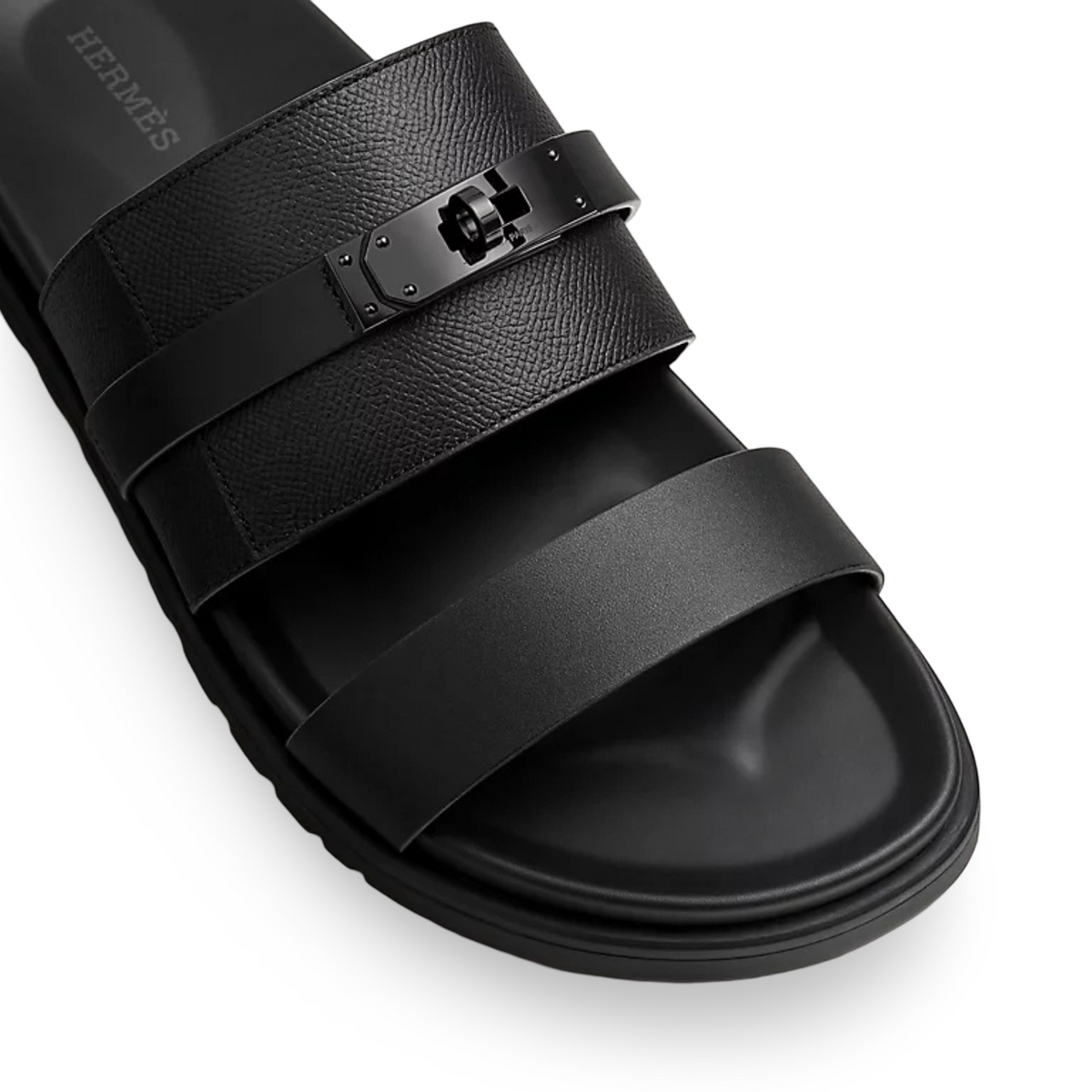 HMS Jackson Techno Sandal in Epsom Calfskin Black Hardware
