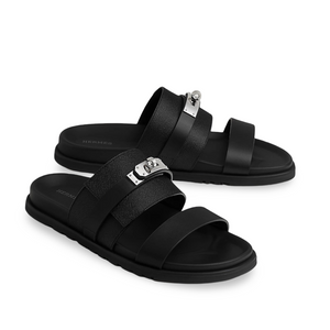 HMS Jackson Techno Sandal in Epsom Calfskin Silver Hardware