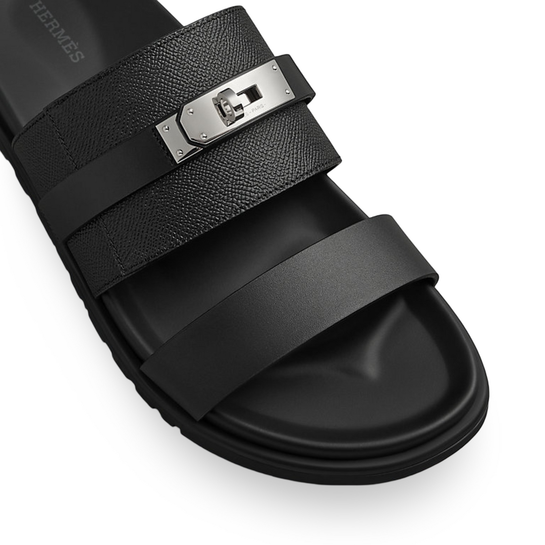 HMS Jackson Techno Sandal in Epsom Calfskin Silver Hardware