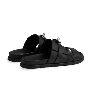 HMS Jackson Techno Sandal in Epsom Calfskin Silver Hardware