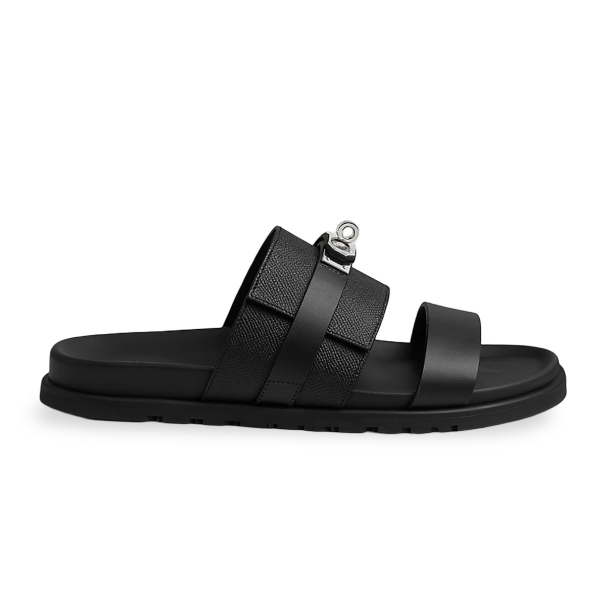 HMS Jackson Techno Sandal in Epsom Calfskin Silver Hardware
