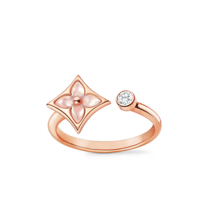 LVN Color Blossom Mini Star Ring, Pink Gold, Pink Mother-of-Pearl and Diamond (9276283453676)