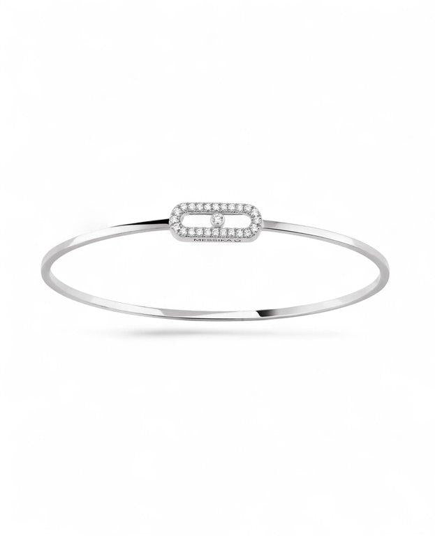 MSK  Move Uno Pavé Flex Bangle Bracelet Silver