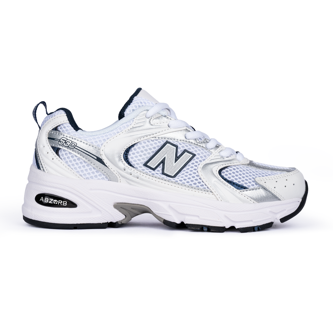 NB 530 White Silver Navy